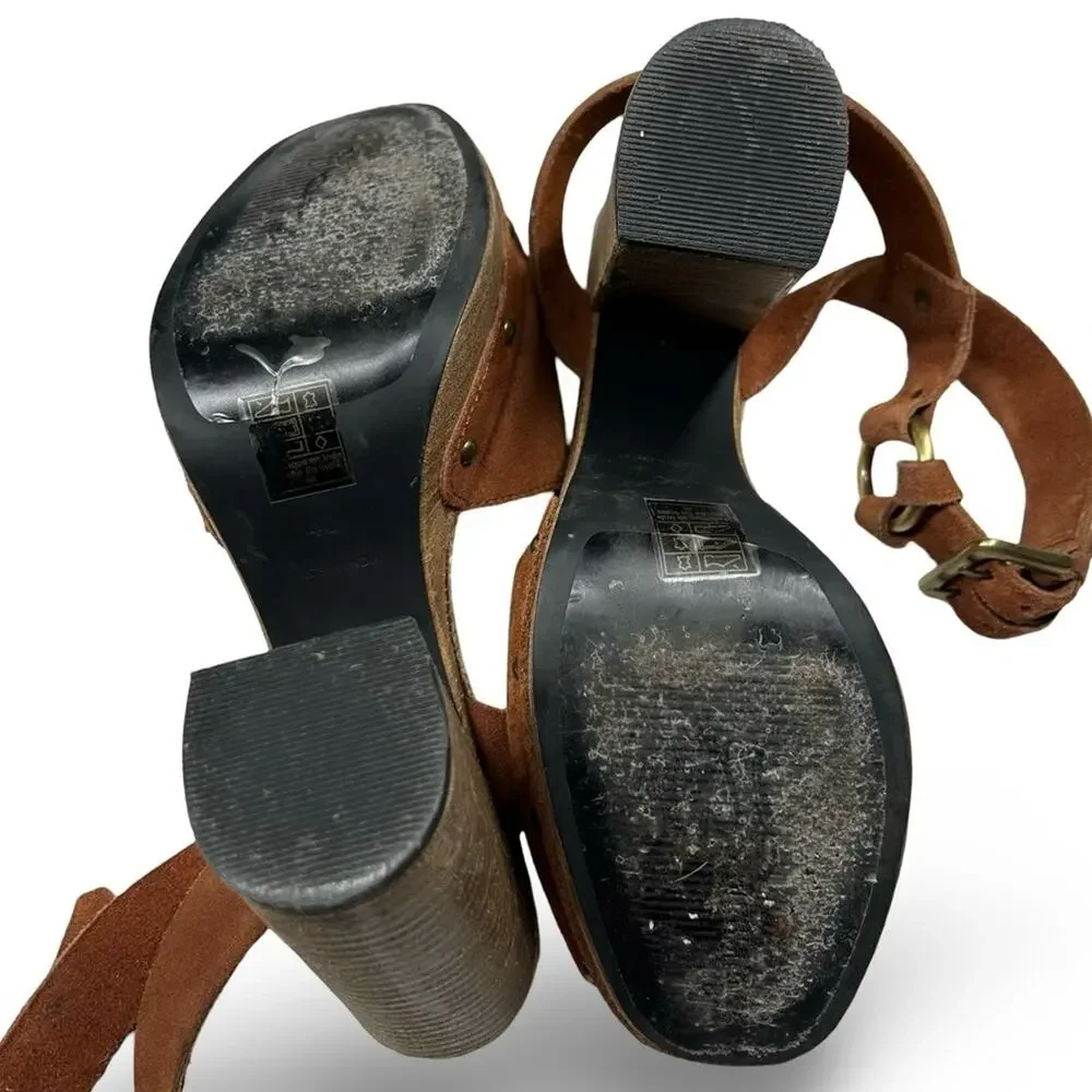 Free People‎ Justine Platform Sandals Size 40 EU | 10 US Suede Boho Hippie Chic